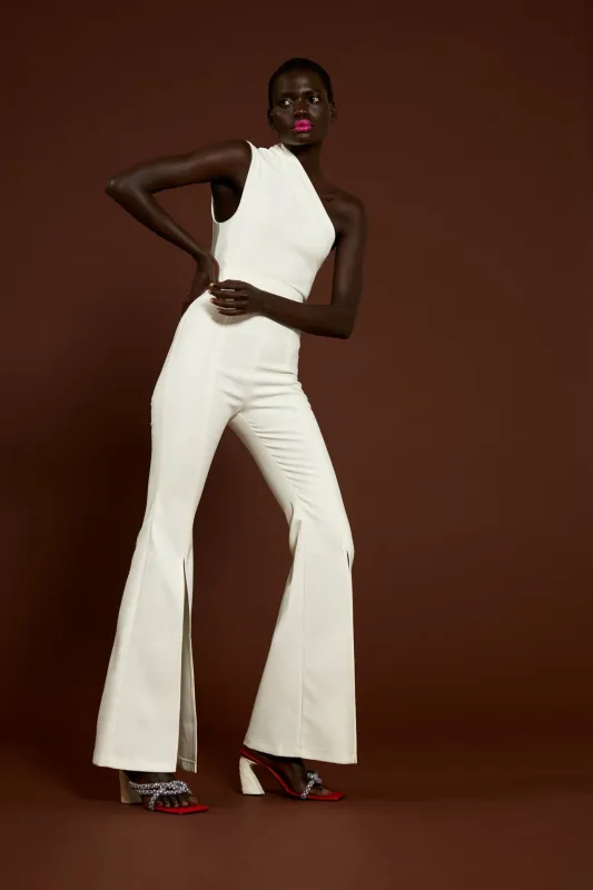 The Cleo Jumpsuit in Cream sold by Solace London