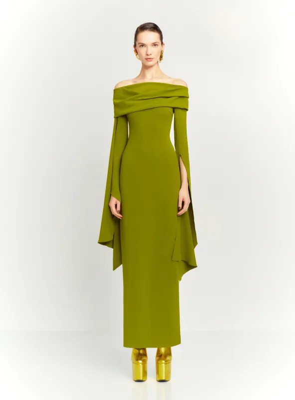 The Arden Maxi Dress in Sweet Pea Green made by Solace London