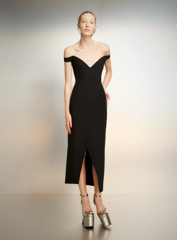 The Karter Midi Dress in Black sold by Solace London