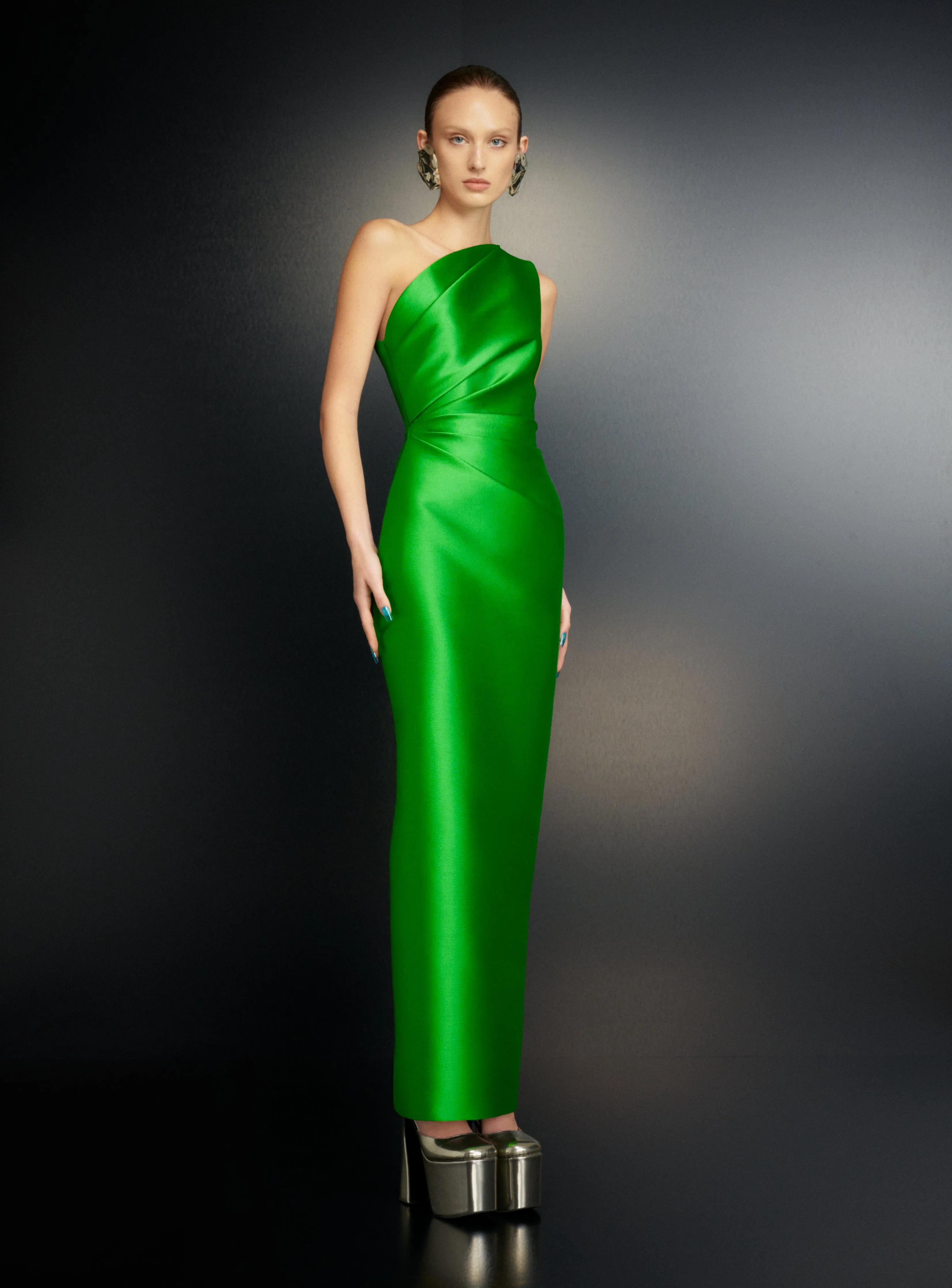 The Kira Maxi Dress in Bright Green sold by Solace London