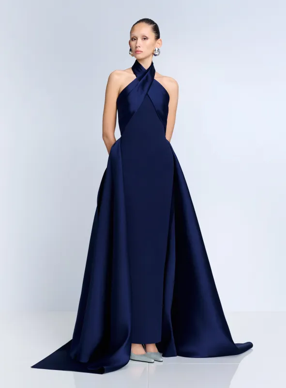 The Rumi Maxi Dress in Navy made by Solace London