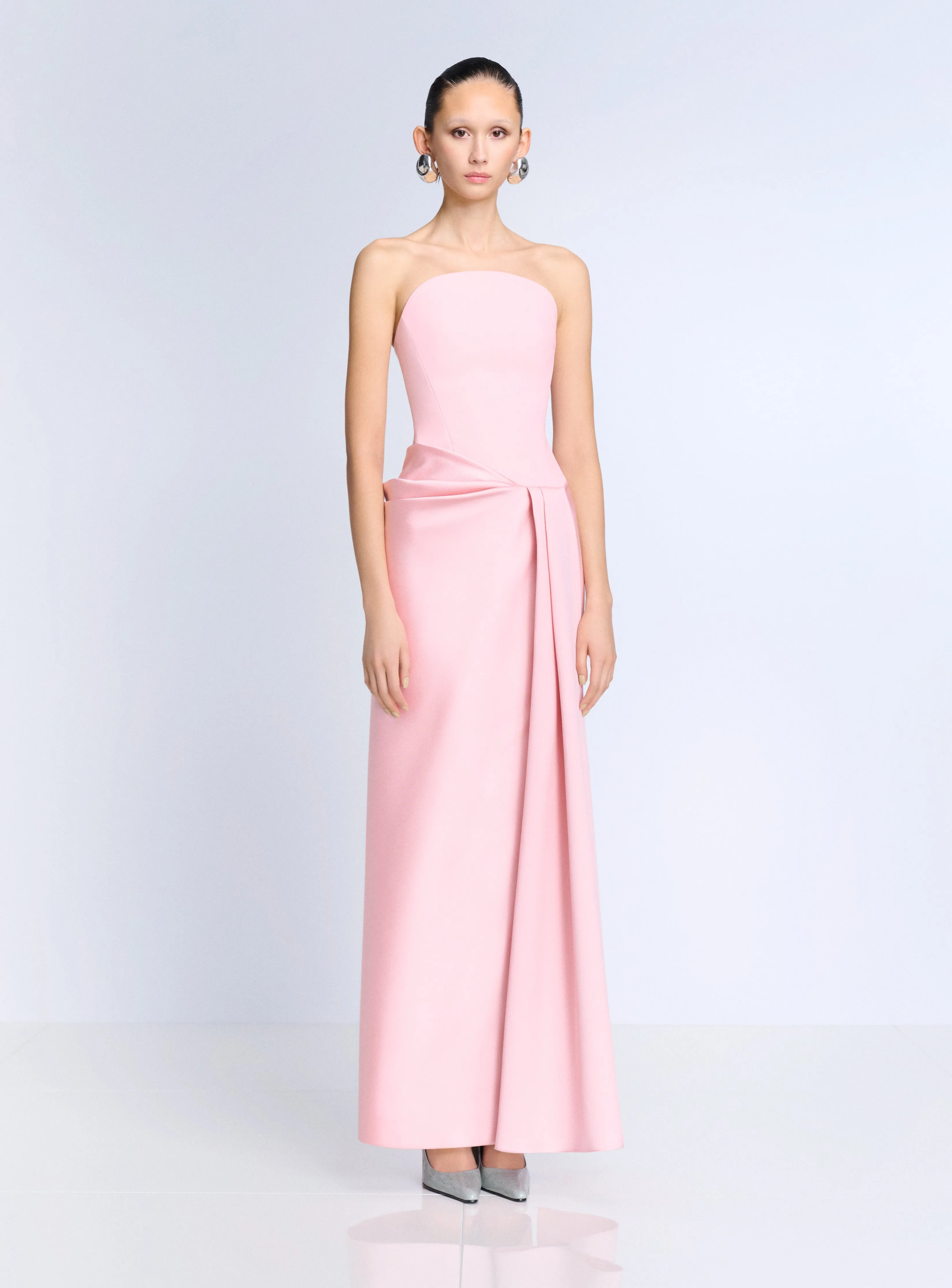 The Seri Maxi Dress in Pale Pink sold by Solace London