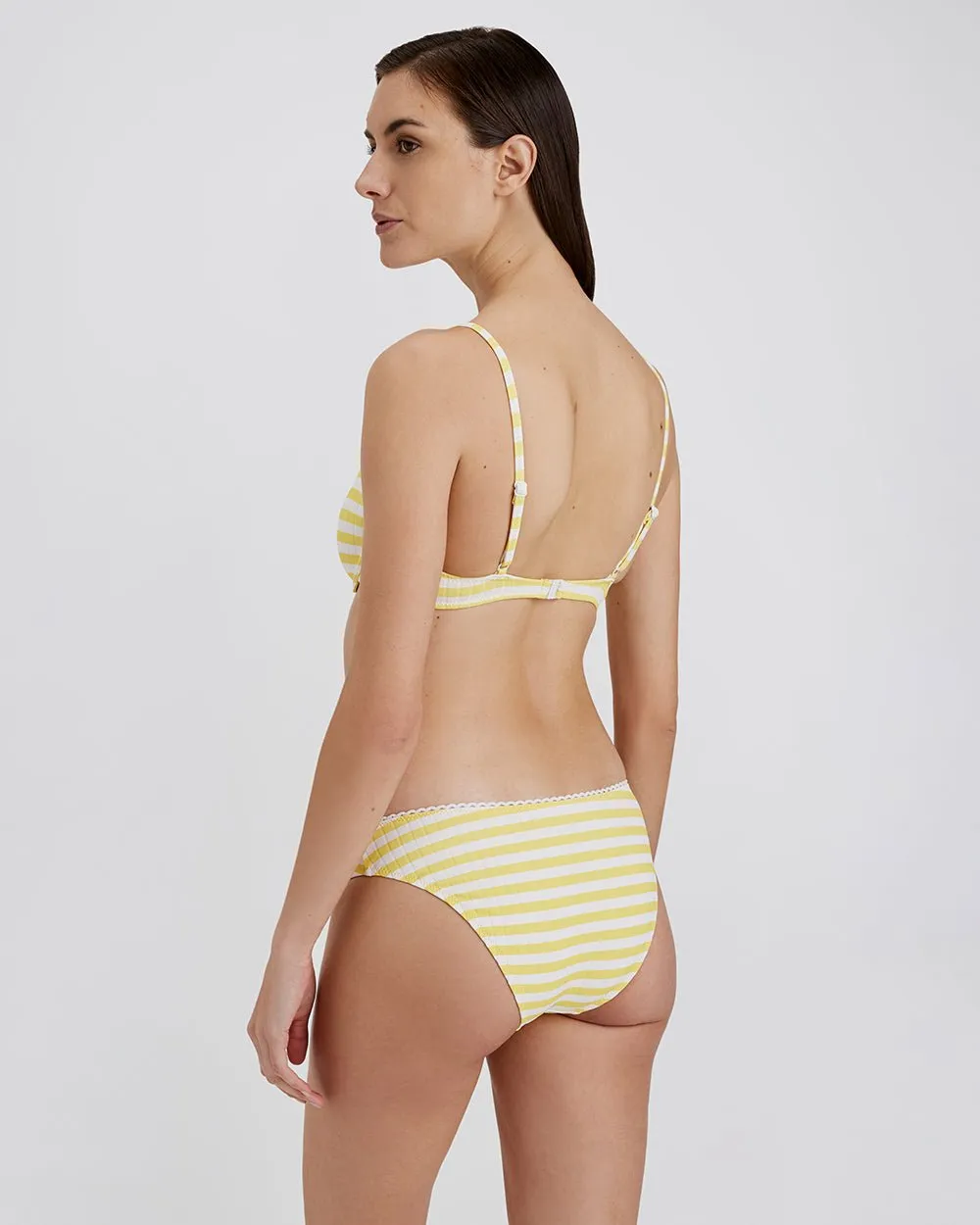 Daphne Ribbed Bikini Bottom Lemon Stripe sold by SOLID & STRIPED