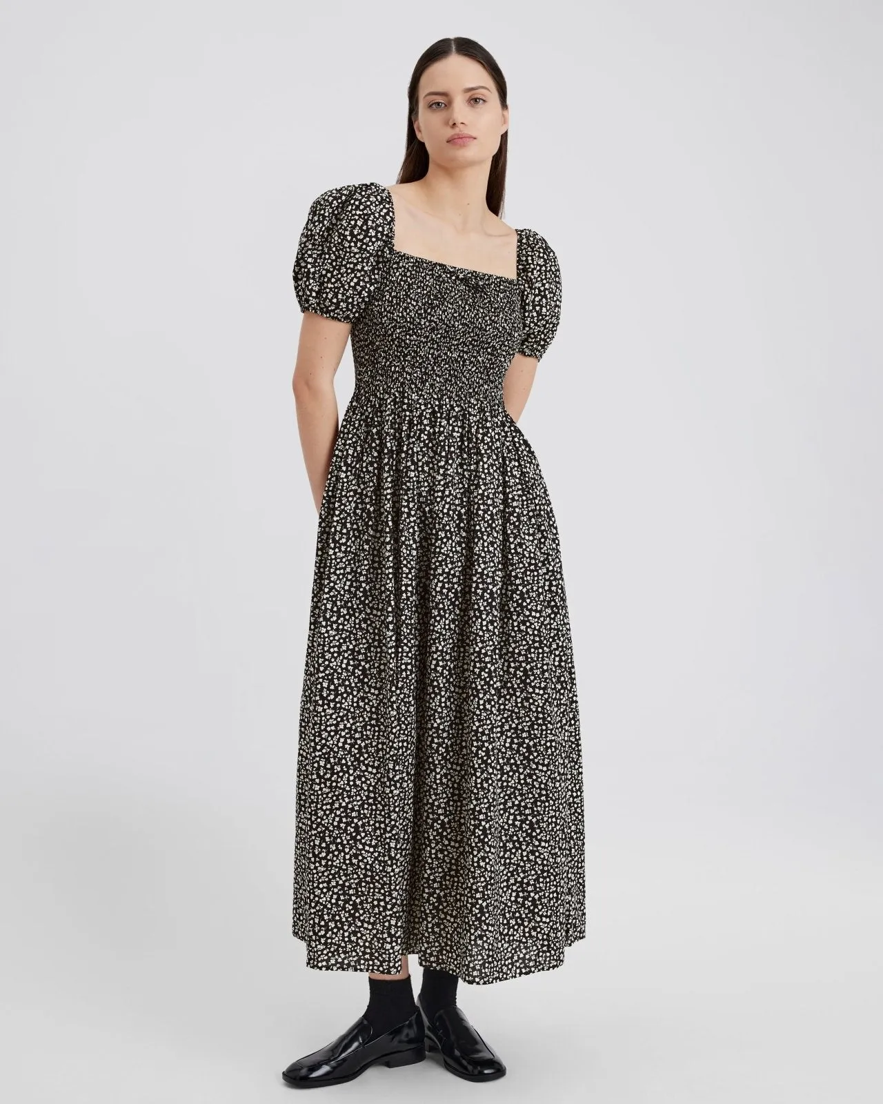 Corrina Dress Ditsy Floral Noir sold by SOLID & STRIPED