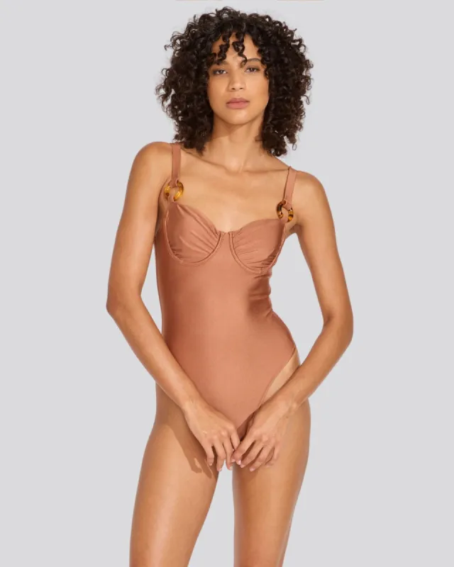 Adrienne One Piece Cocoa sold by SOLID & STRIPED