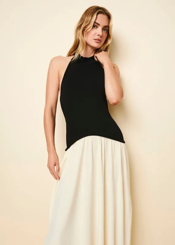 Halter Soglio Dress Ecru Noir sold by SOLID & STRIPED