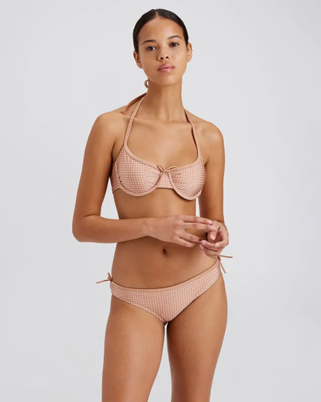 Sydney Bikini Top Baby Polkadot Taupe sold by SOLID & STRIPED