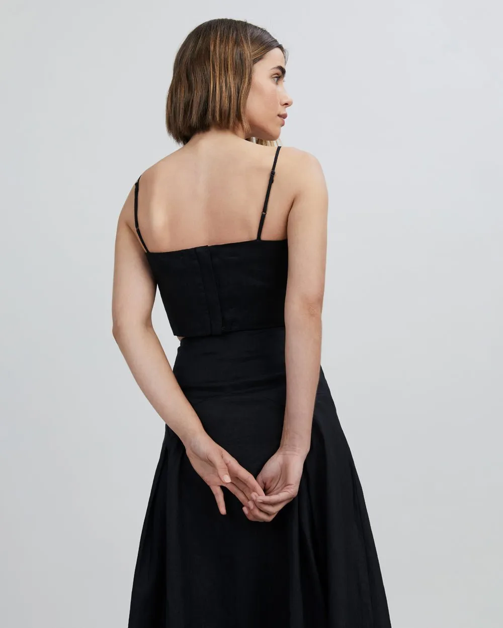 Loretto Linen Crop Top Noir sold by SOLID & STRIPED product image thumbnail 3