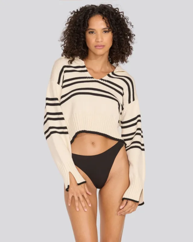 Lola Pullover Brule Noir Stripe sold by SOLID & STRIPED
