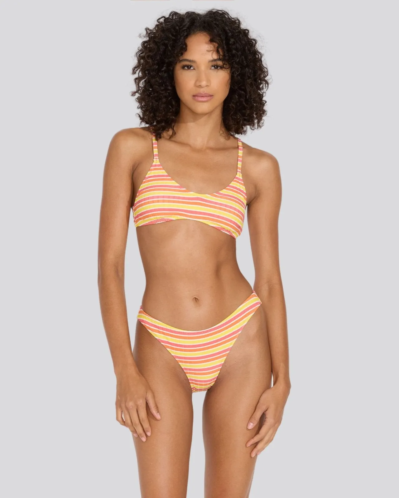 Rachel Ribbed Bikini Top Sorbet Stripe sold by SOLID & STRIPED