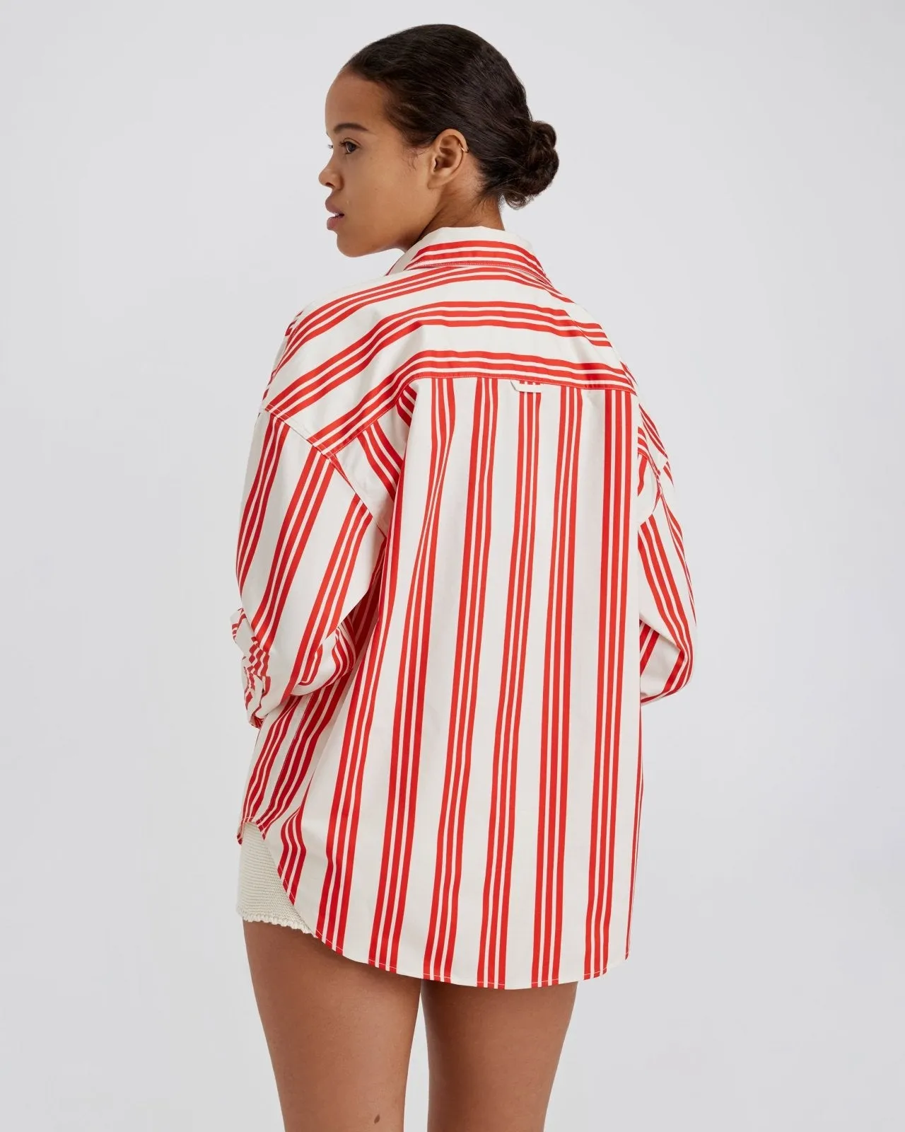 Dylan Button Down Shirt Lipstick Red Stripe sold by SOLID & STRIPED product image thumbnail 3