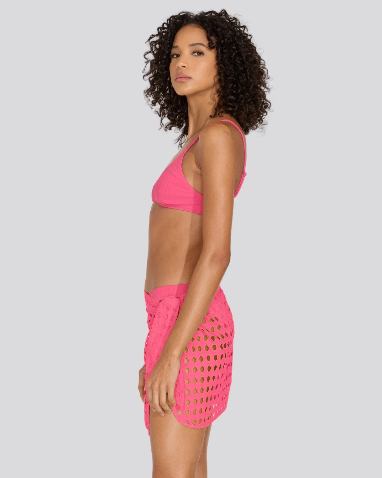 Eyelet Mini Wrap Pareo Hot Pink sold by SOLID & STRIPED product image thumbnail 4