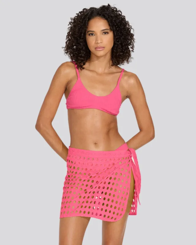 Eyelet Mini Wrap Pareo Hot Pink sold by SOLID & STRIPED