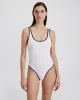 Anne-Marie Ribbed One Piece Optic White / Noir sold by SOLID & STRIPED