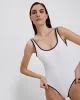 Anne-Marie Ribbed One Piece Optic White / Noir sold by SOLID & STRIPED