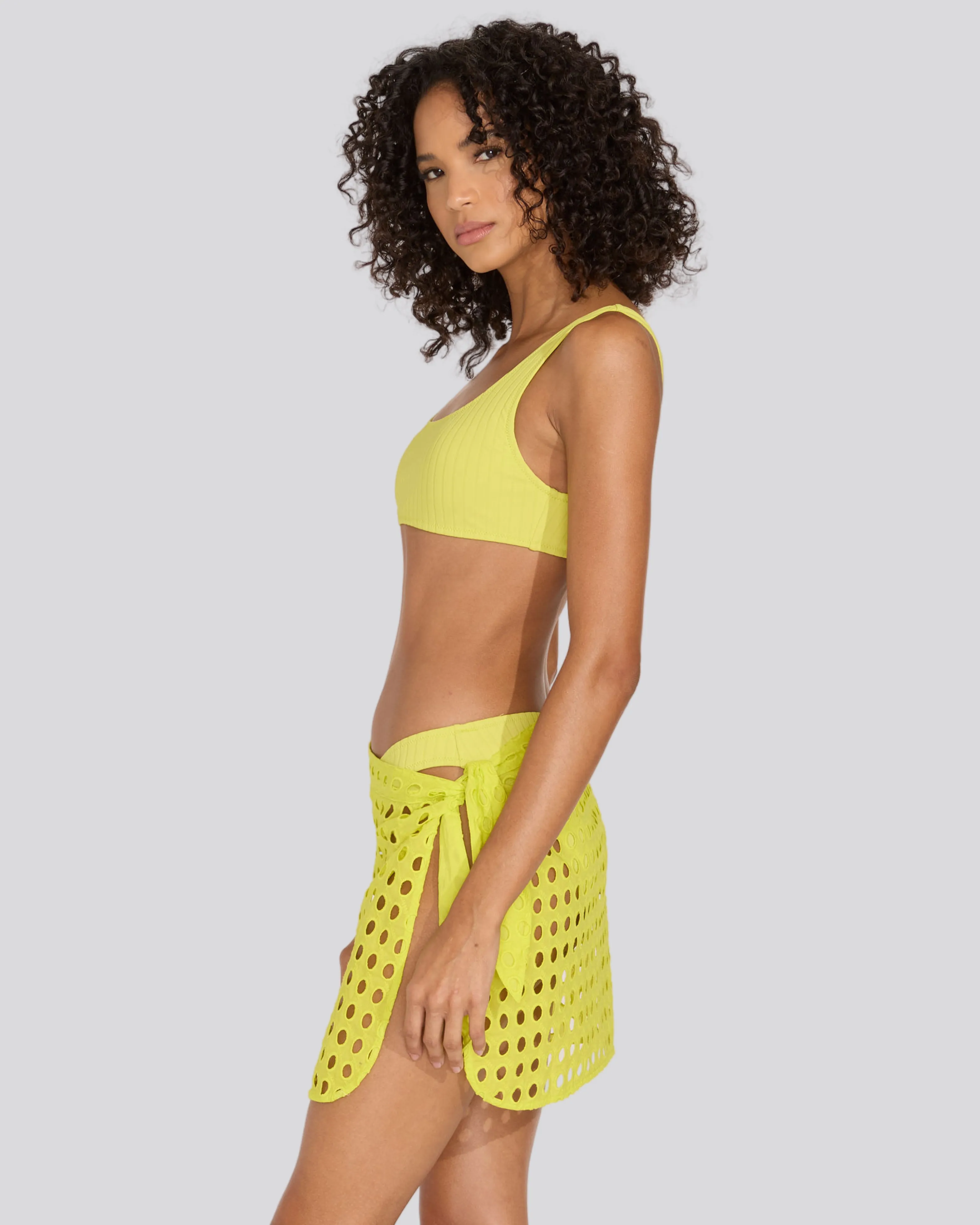 Eyelet Mini Wrap Pareo Chartreuse sold by SOLID & STRIPED product image thumbnail 4