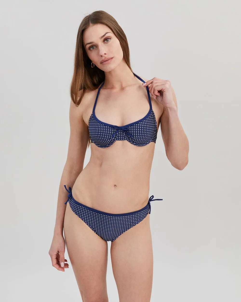 Sydney Bikini Top Midnight Blue Polka Dot sold by SOLID & STRIPED