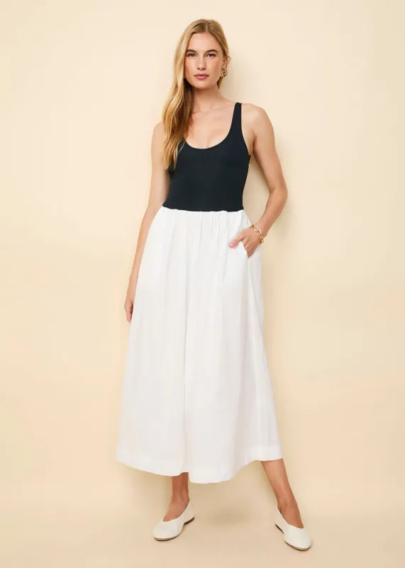 Samantha Scoopback Dress French Navy / Ecru sold by SOLID & STRIPED