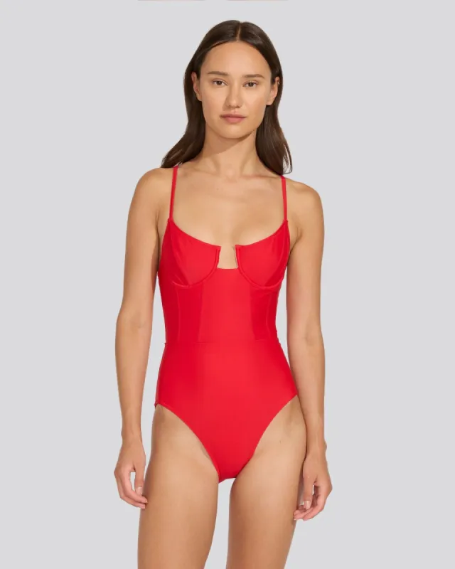 Veronica One Piece Ruby sold by SOLID & STRIPED