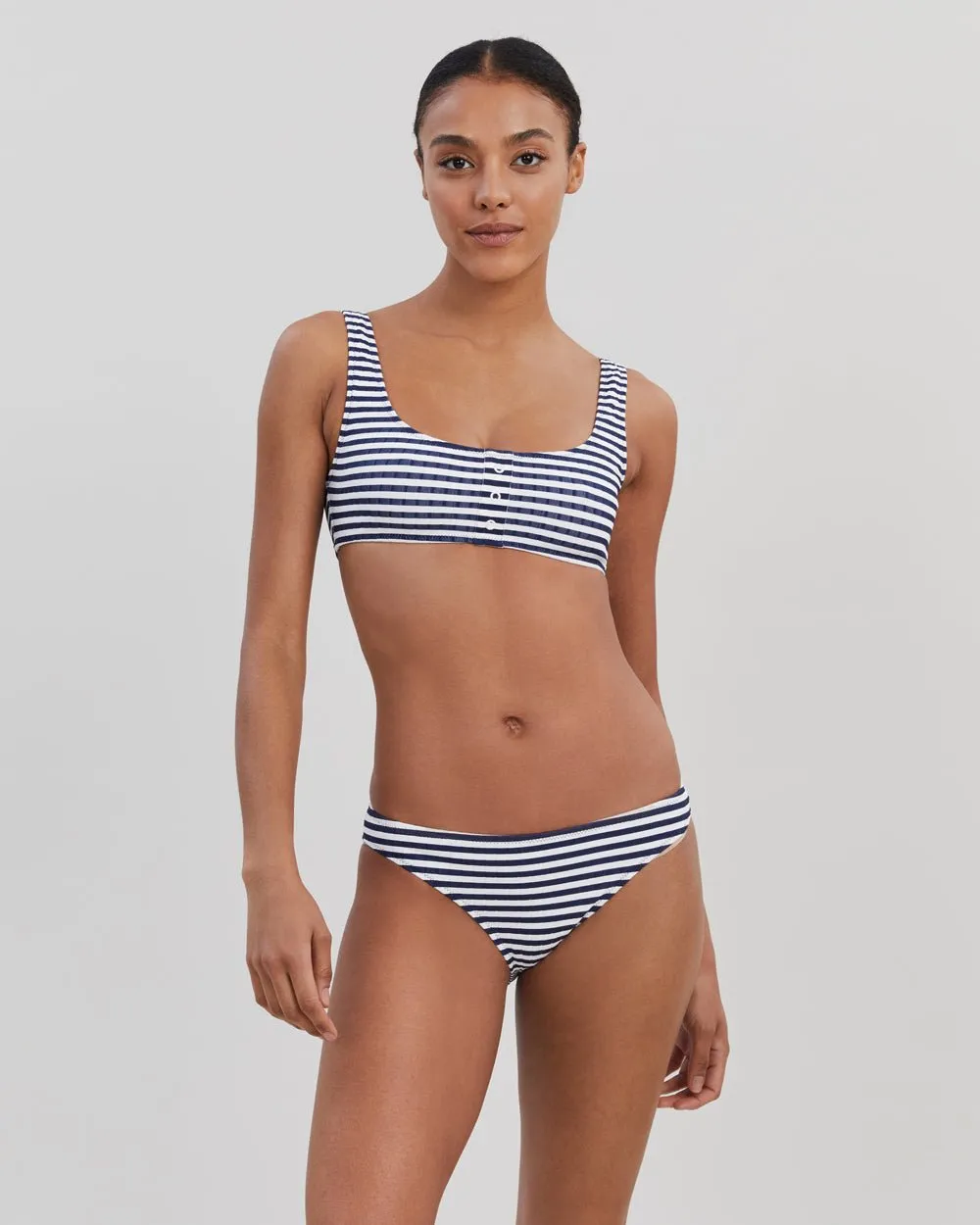 Elle Ribbed Bikini Bottom French Navy Stripe sold by SOLID & STRIPED product image thumbnail 3