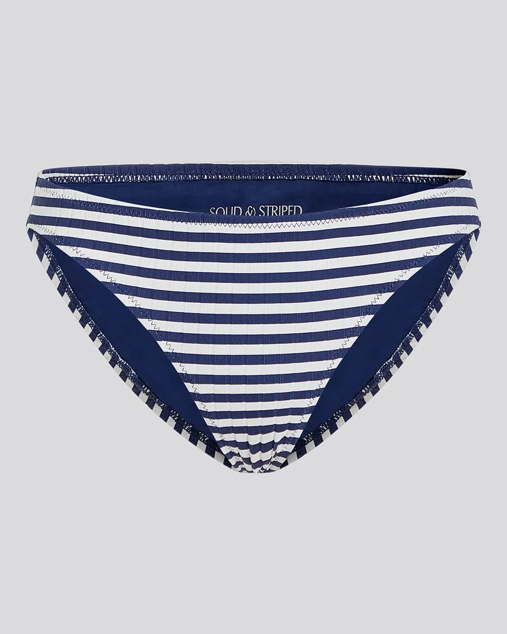 Elle Ribbed Bikini Bottom French Navy Stripe sold by SOLID & STRIPED product image thumbnail 2