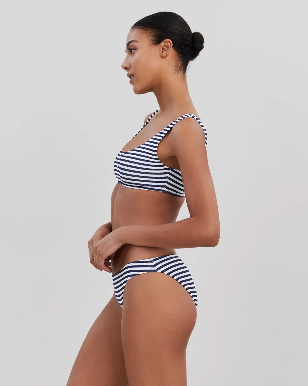 Elle Ribbed Bikini Bottom French Navy Stripe sold by SOLID & STRIPED product image thumbnail 4