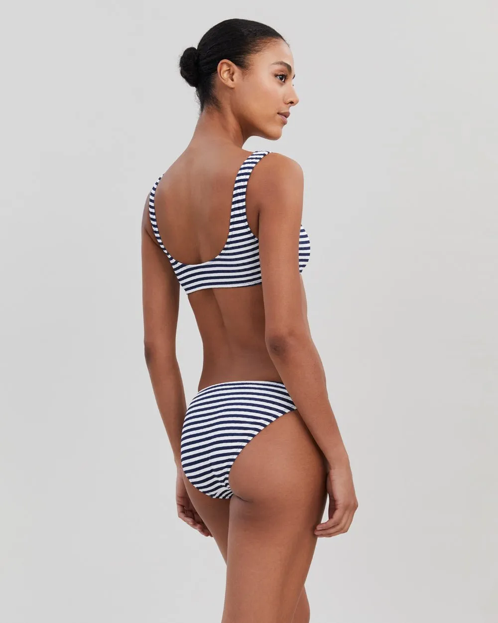 Elle Ribbed Bikini Bottom French Navy Stripe sold by SOLID & STRIPED