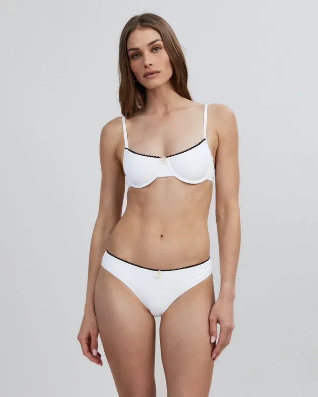 Daphne Ribbed Bikini Top Optic White / Noir sold by SOLID & STRIPED