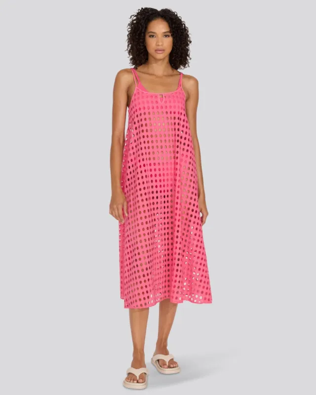 Eyelet Annika Midi Dress Hot Pink sold by SOLID & STRIPED