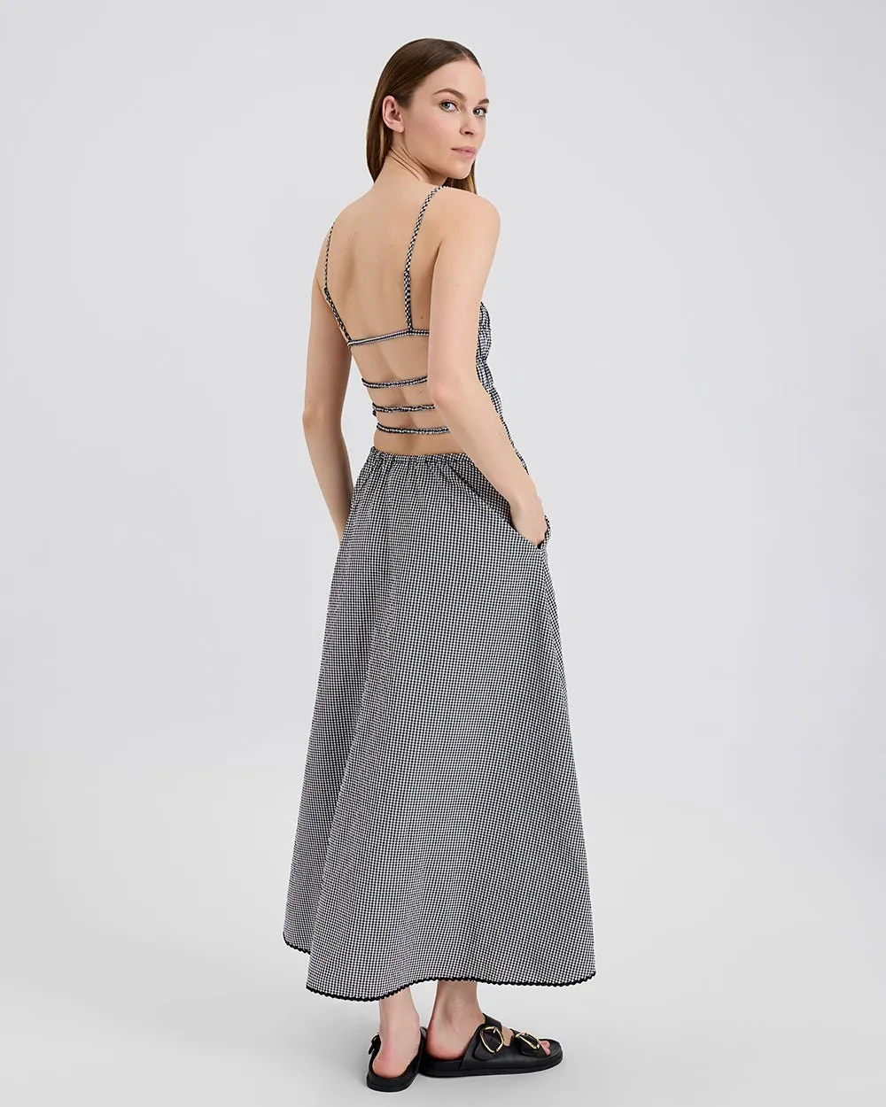 Delta Midi Dress Blackout Gingham sold by SOLID & STRIPED product image thumbnail 3