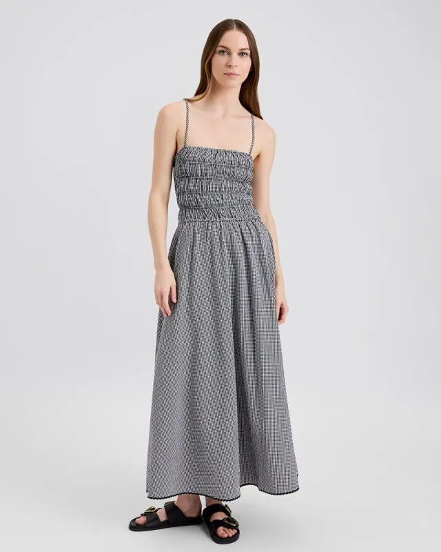 Delta Midi Dress Blackout Gingham sold by SOLID & STRIPED