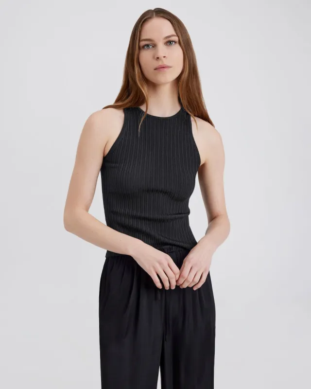 Varena Tank Noir sold by SOLID & STRIPED