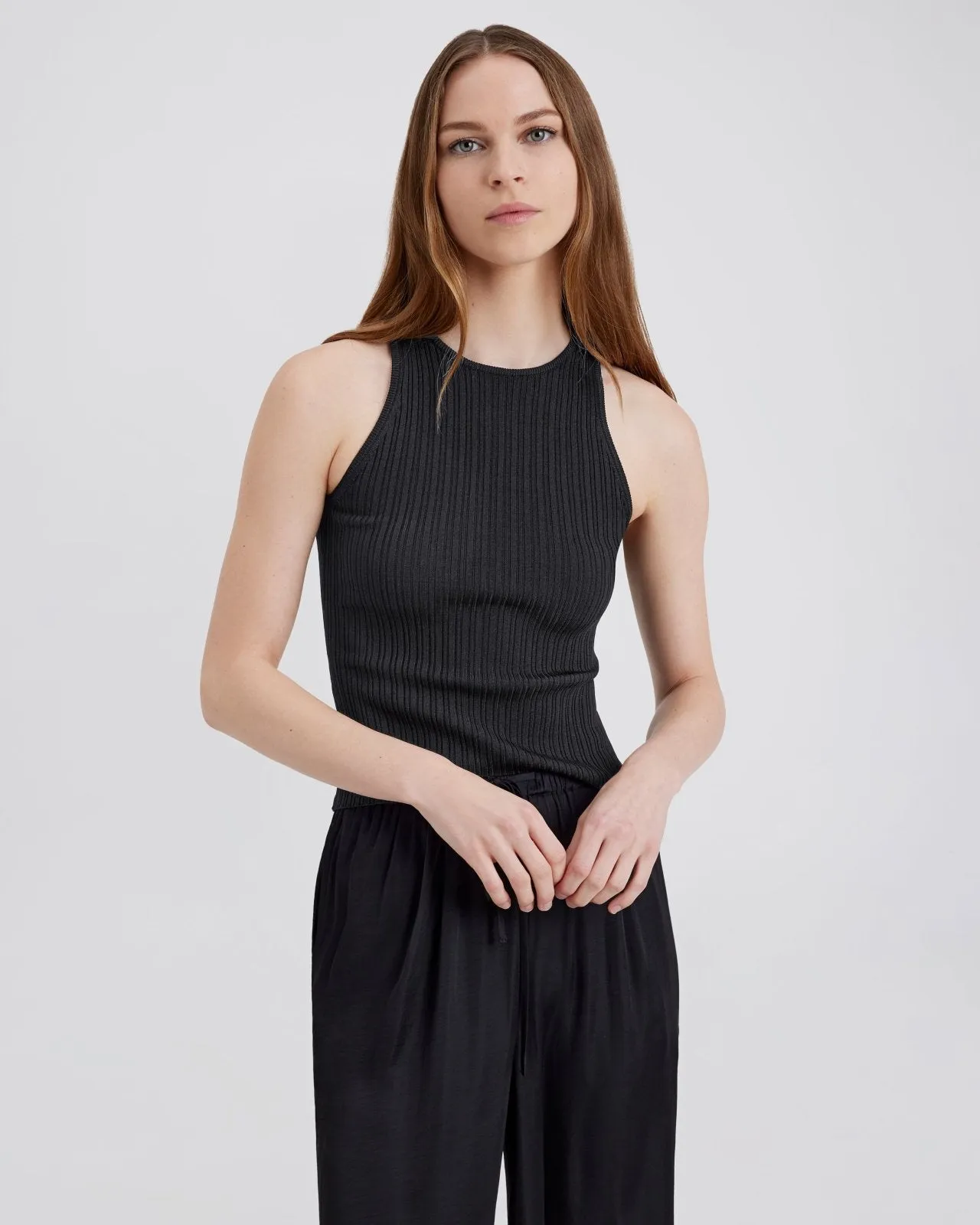 Varena Tank Noir sold by SOLID & STRIPED