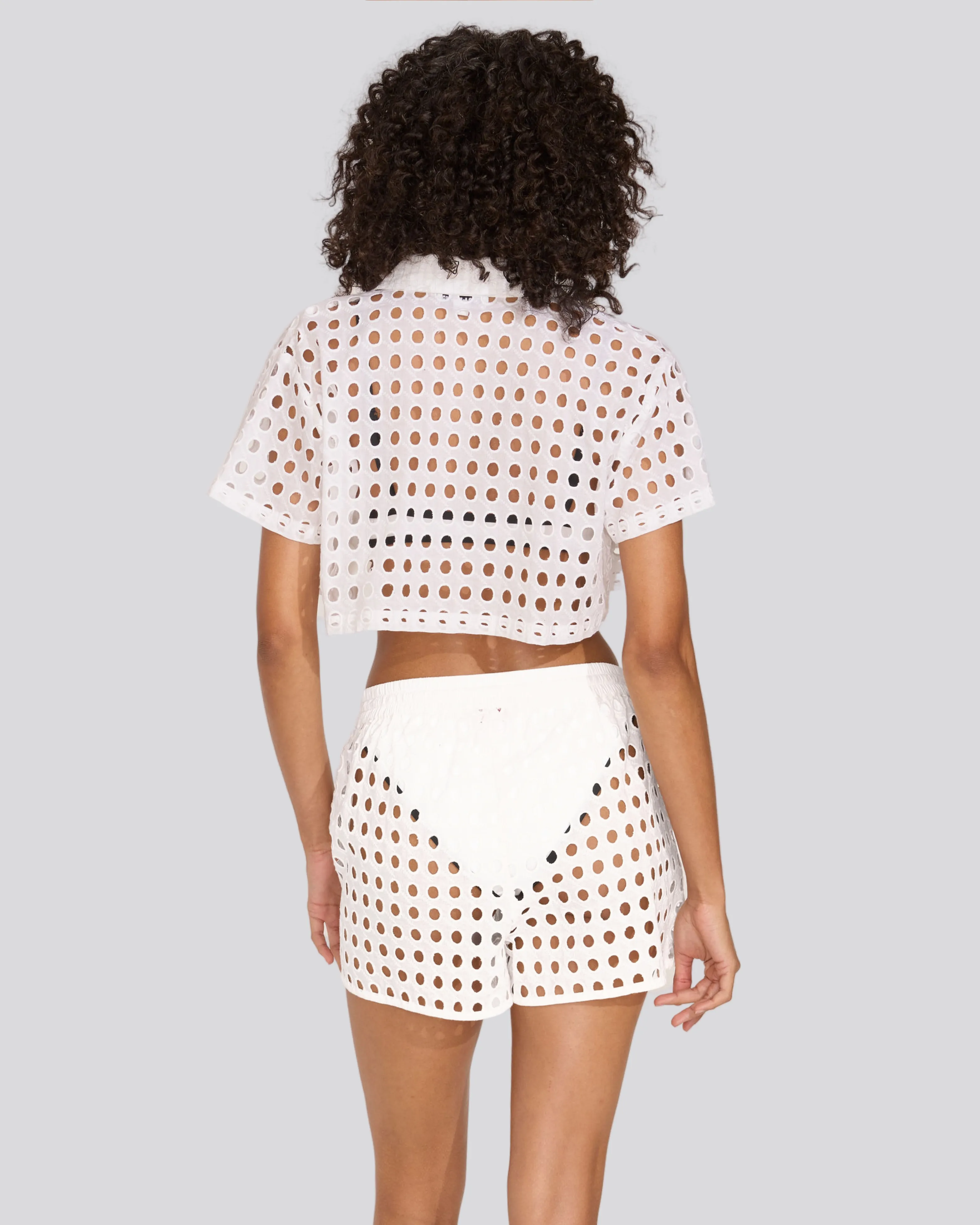 Cropped Cabana Shirt Classic Eyelet Optic White sold by SOLID & STRIPED product image thumbnail 2