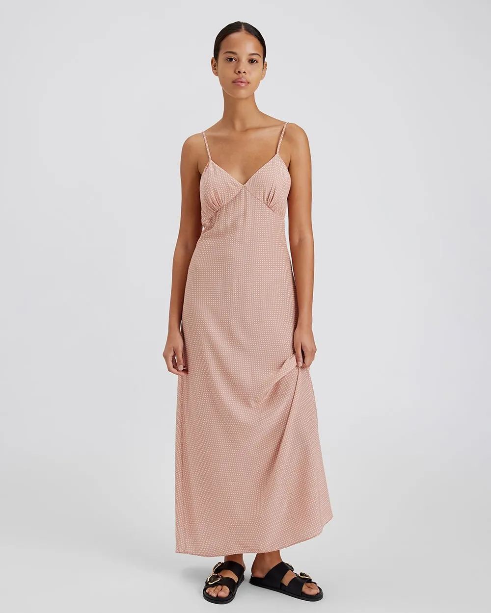 Rosetta Dress Baby Polkadot Taupe sold by SOLID & STRIPED