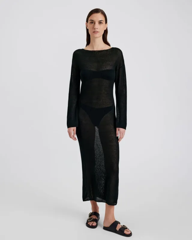 Polly Dress Noir sold by SOLID & STRIPED