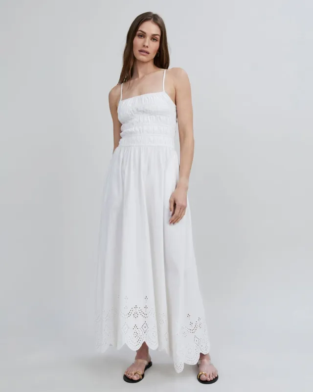 Eyelet Delta Midi Dress Optic White sold by SOLID & STRIPED