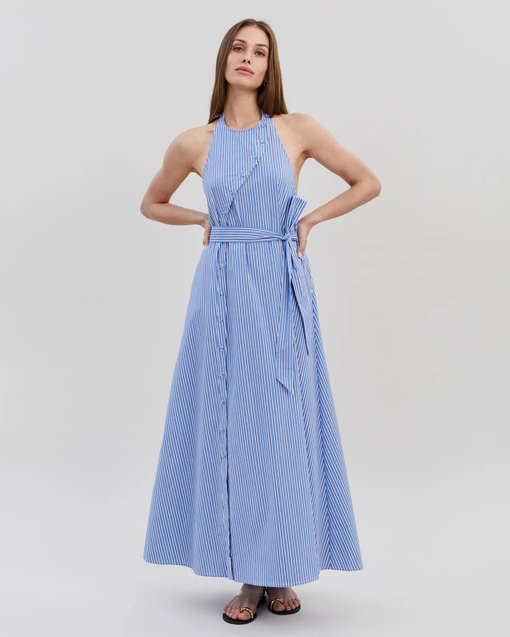 Cara Dress French Navy Stripe sold by SOLID & STRIPED
