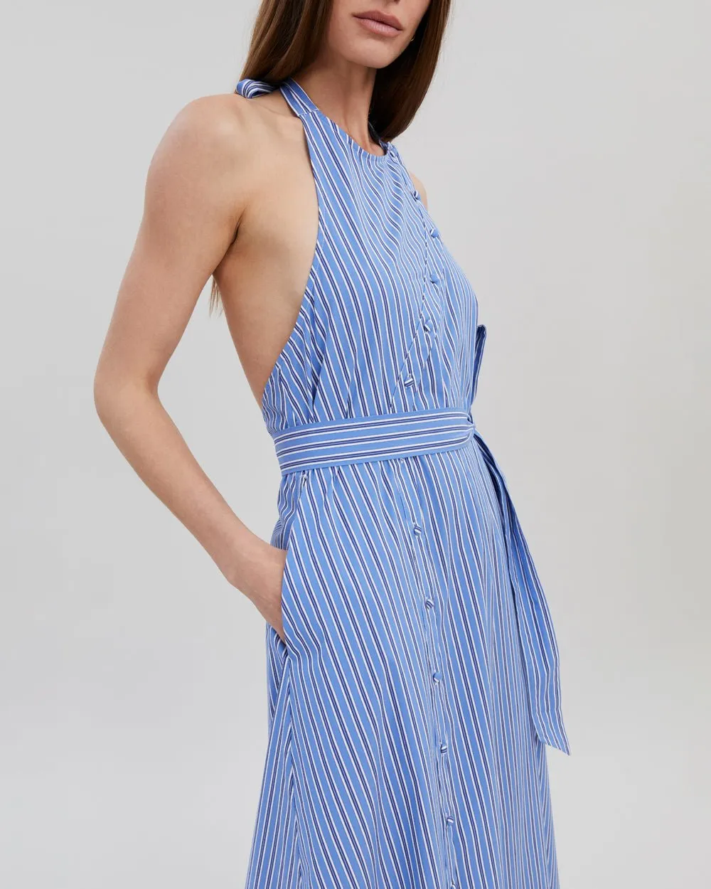 Cara Dress French Navy Stripe sold by SOLID & STRIPED product image thumbnail 5