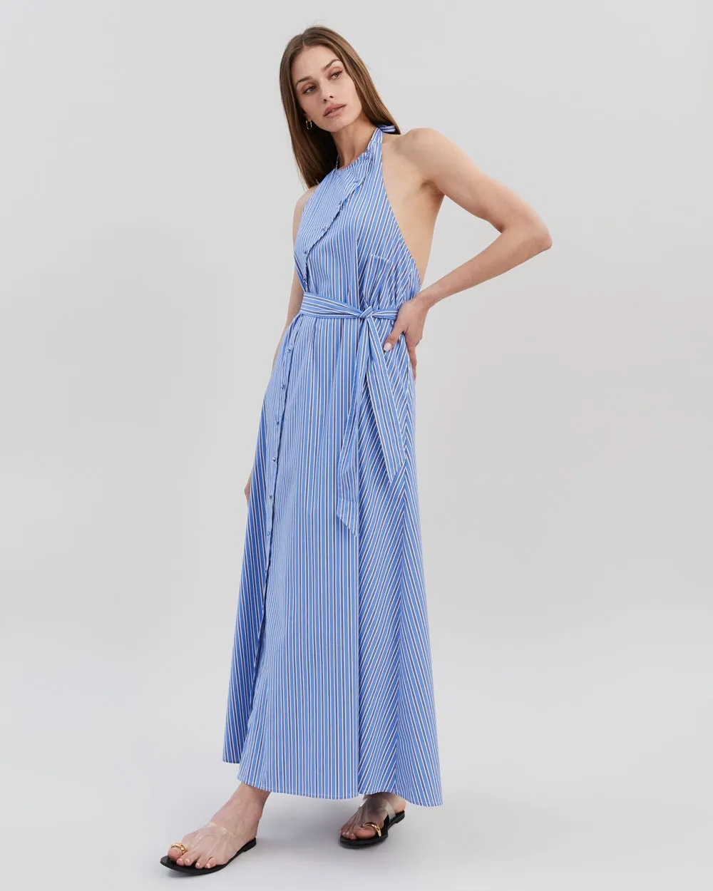 Cara Dress French Navy Stripe sold by SOLID & STRIPED product image thumbnail 4
