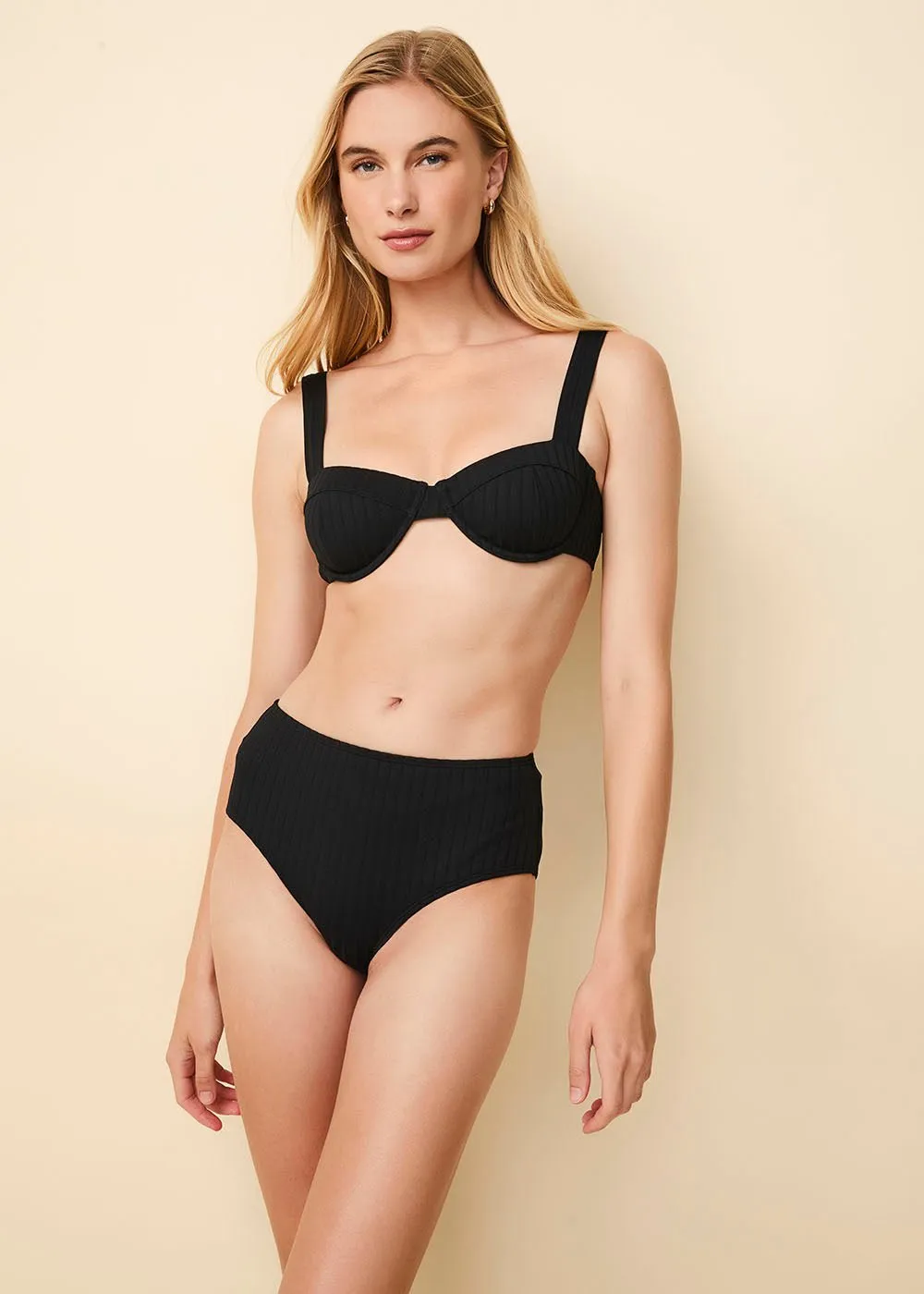 Lilo Ribbed Bikini Top Noir sold by SOLID & STRIPED