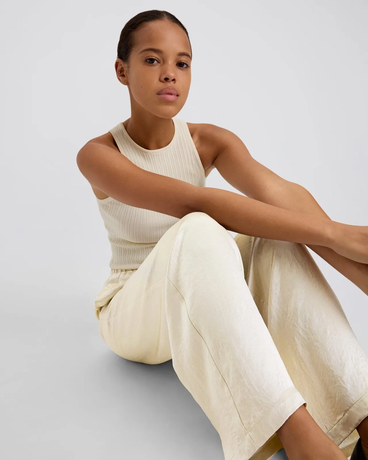 Monaco Satin Pant Ecru sold by SOLID & STRIPED product image thumbnail 4
