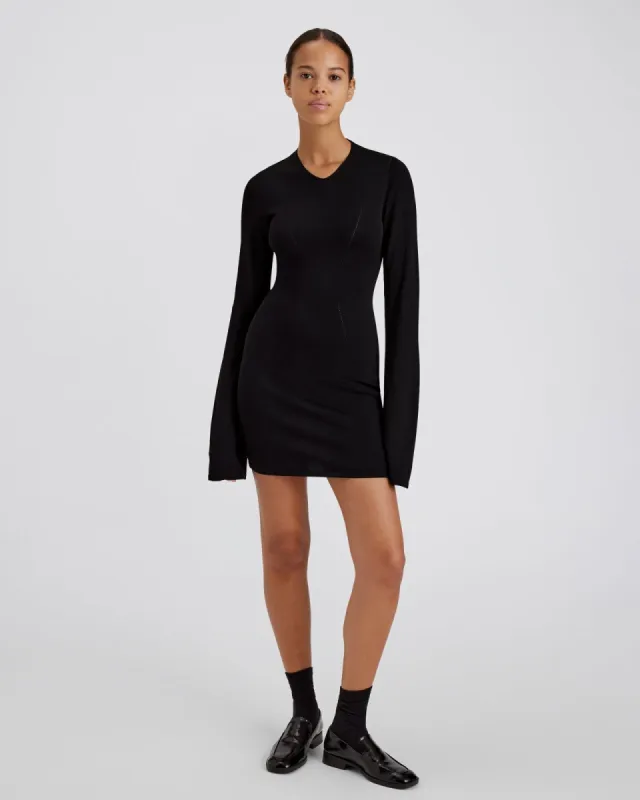 Narcia Knit Openback Mini Dress Noir made by SOLID & STRIPED