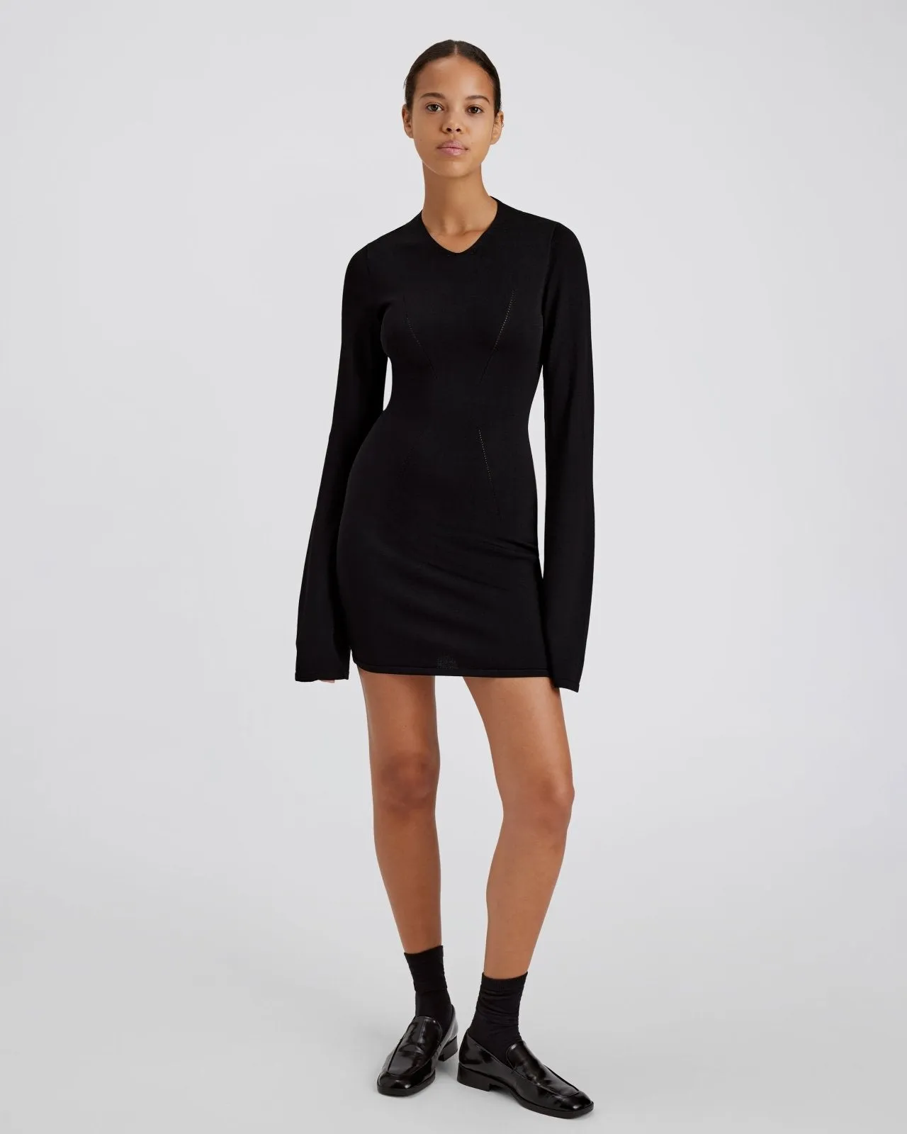 Narcia Knit Openback Mini Dress Noir sold by SOLID & STRIPED