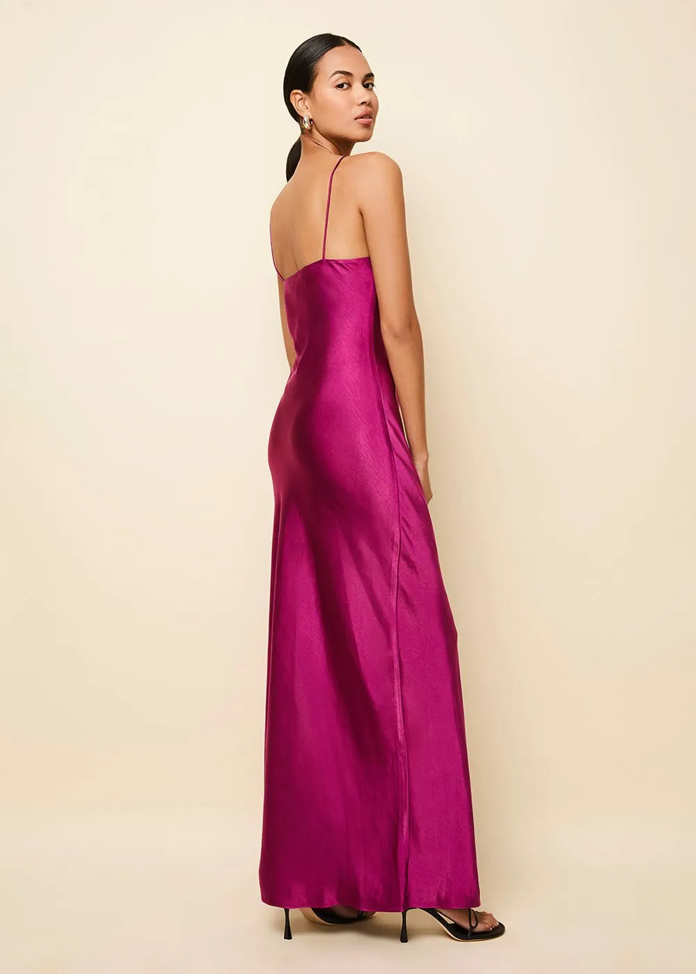 Selena Satin Dress Magenta sold by SOLID & STRIPED product image thumbnail 2