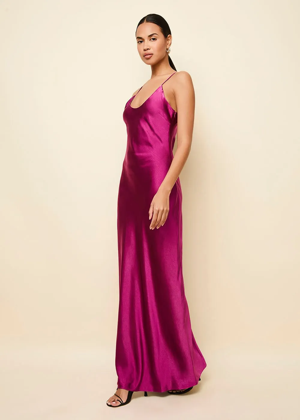 Selena Satin Dress Magenta sold by SOLID & STRIPED product image thumbnail 4