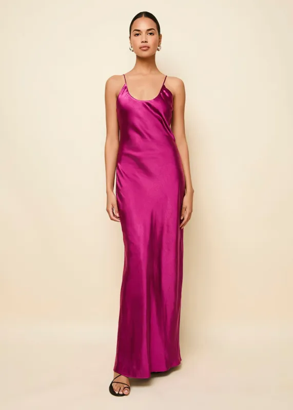 Selena Satin Dress Magenta sold by SOLID & STRIPED