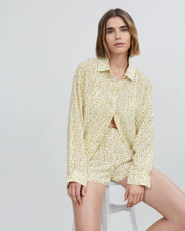 Delmore Button Down Shirt Sunflower Print sold by SOLID & STRIPED