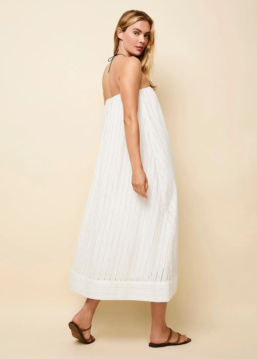 Evelyn Striped Eyelet Dress Optic White sold by SOLID & STRIPED product image thumbnail 4