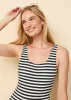 Anne-Marie Ribbed One Piece Noir Optic White Stripe sold by SOLID & STRIPED